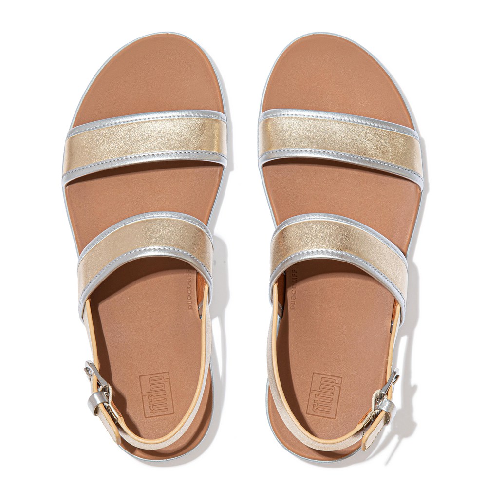 Fitflop Womens Sandals - Barra Metallic Back-strap - Gold - 284-NBIHXF